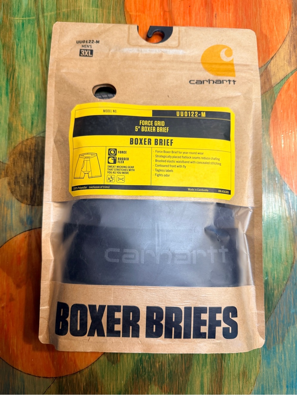 Carhartt Men’s Black Boxer Briefs - Force Grid 5"